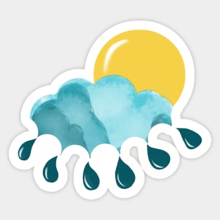 Weather Sun and Rain Cloud Sticker